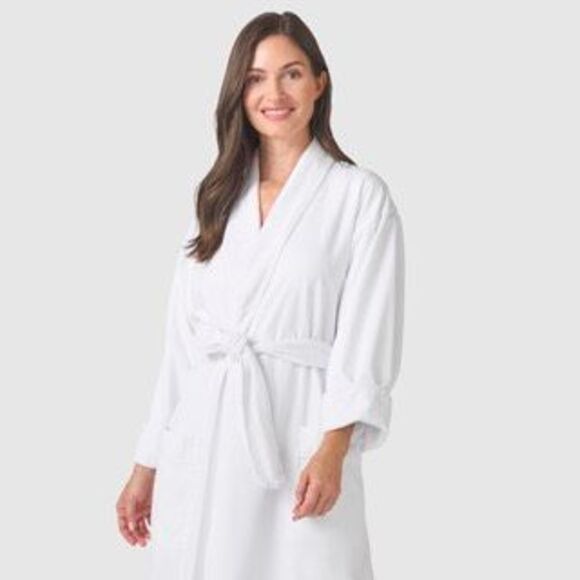 Concier Guest Spa Belted White Terry Robe NEW NWT - Picture 3 of 10